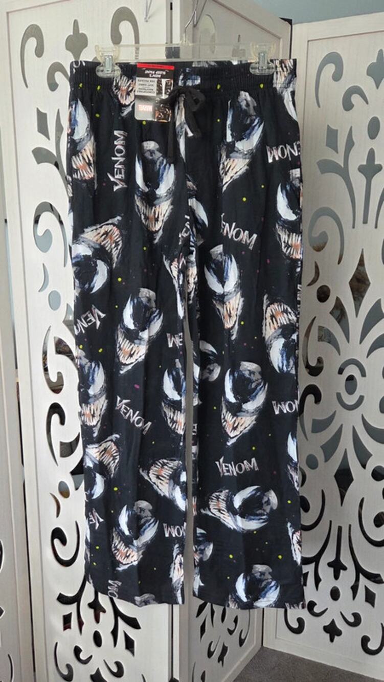 Marvel Venom Lounge Pants Mens Small Black Graphic Sleep Pajama Bottoms